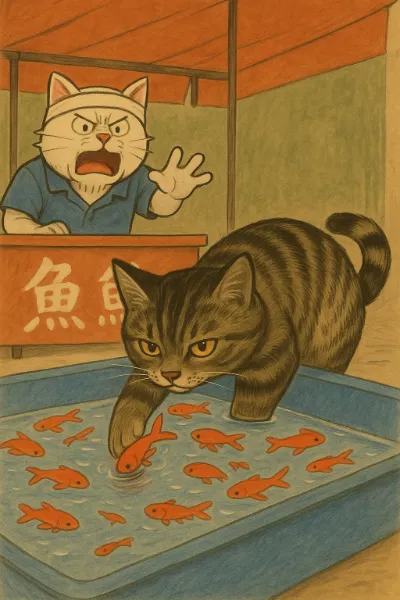 お魚さん見つけたにゃ