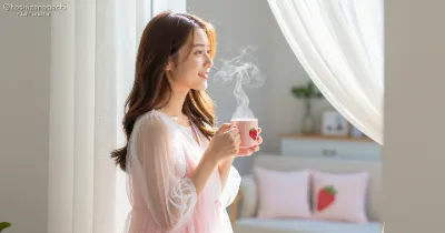 朝の光に満ちるいちごの香り｜シアーなシフォンと温かい湯気に包まれる清々しいお目覚めタイム