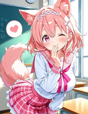 ケモミミ美少女達のえっちな発情期 ピンクセーラー服編