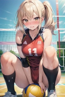 ボールに跨がるバレー部員たち　その2