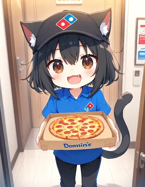 ピザを宅配するニャ！
