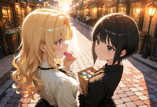 黒髪＆ブロンド・マカロンを買いに行った