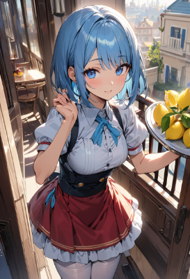 赤色制服のウエイトレスさん