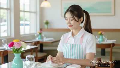 爽やかポニーテール店員の朝の準備 - A refreshing ponytailed saleswoman's morning preparations