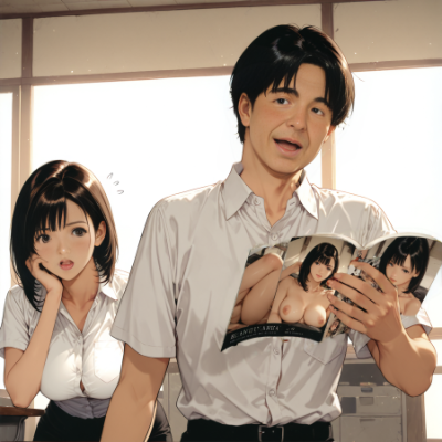 写真集を購入した男性教師