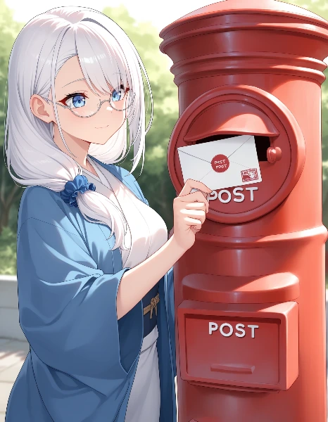 白髪の少女が赤いポストに託す秘密