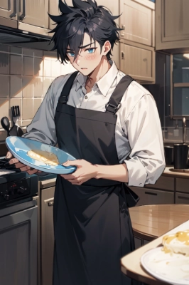 お片付け中の男性
