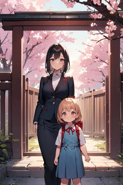 入学式の日の母子