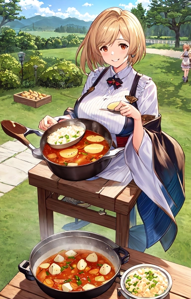 ドイツで芋煮会に参加するジータちゃん