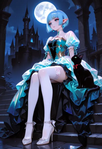 月と城の静寂が、黒の気配に寄り添う瞬間