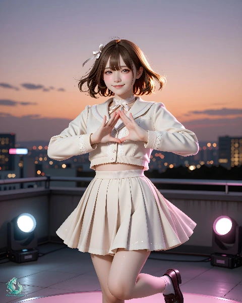 夕暮れの屋上、輝くアイドルの瞬間