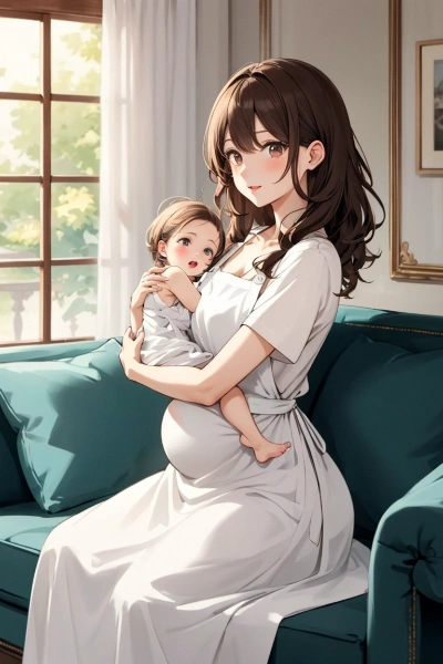 長女を抱っこするママ