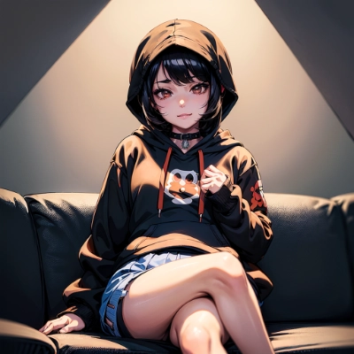 フード被り女子