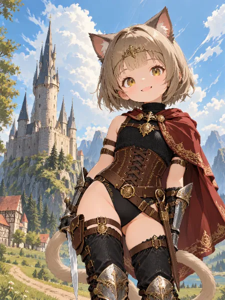 猫耳少女と天空の古城