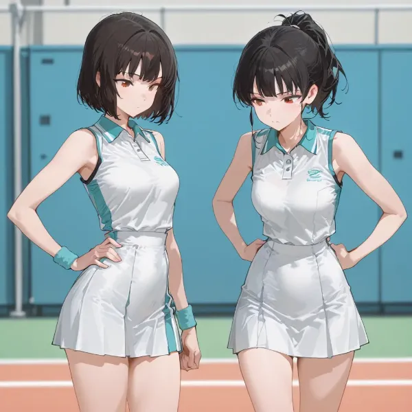 テニスコートの双子姉妹の決意