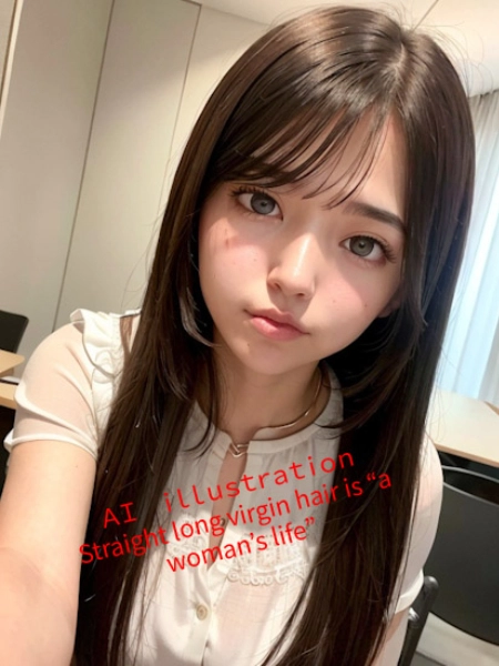 ロングヘア美少女の視線の先には？