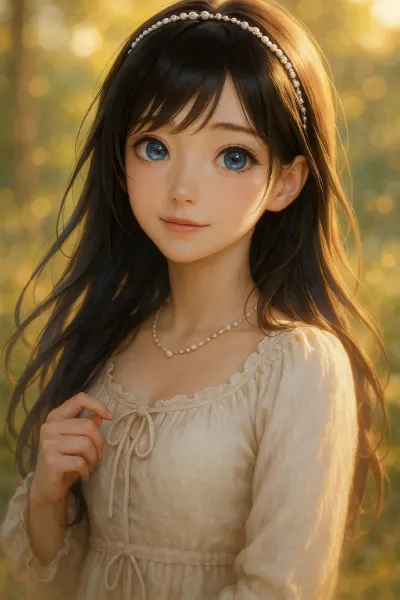 森のささやきに耳を傾ける少女