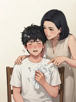 女性の前でシコる少年