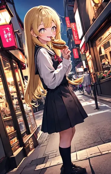 シュークリームを頬張る金色の髪の少女
