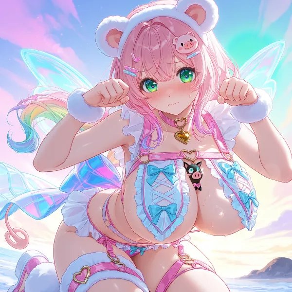 パステルカラーなクマ耳