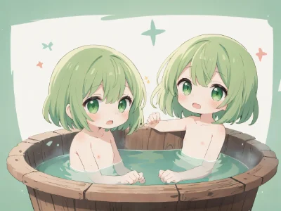 双子の女の子(お風呂にて…)