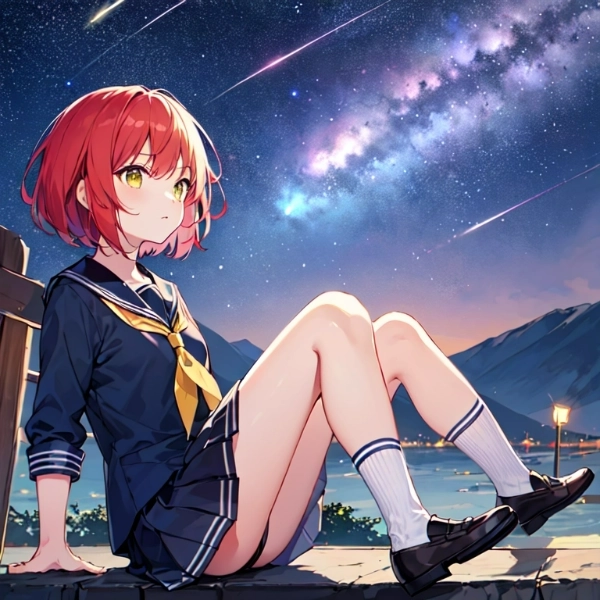 赤毛シャギーショートボブ少女