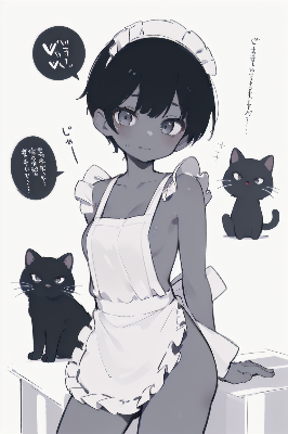 ショートヘア×黒髪×褐色肌×裸エプロン=R18