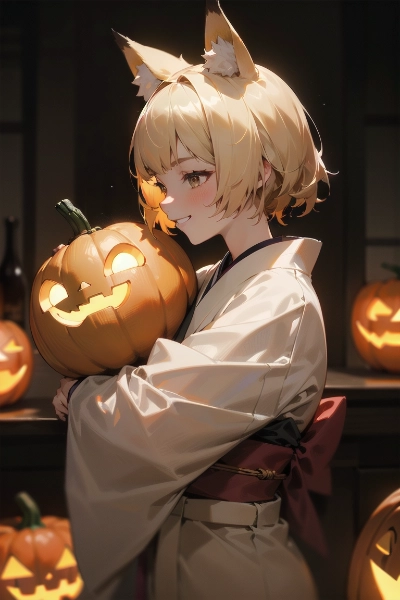 ハロウィンを楽しむ狐さん