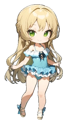 ちびキャラ水着の少女