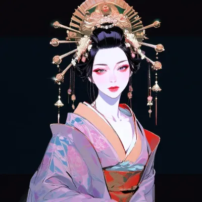 闇に輝く花魁の美