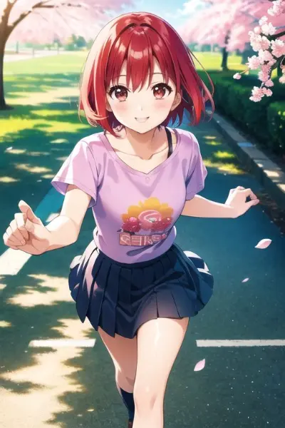 桜並木を駆け抜ける彼女