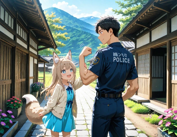 斎藤さんとコン子・うでくらべ