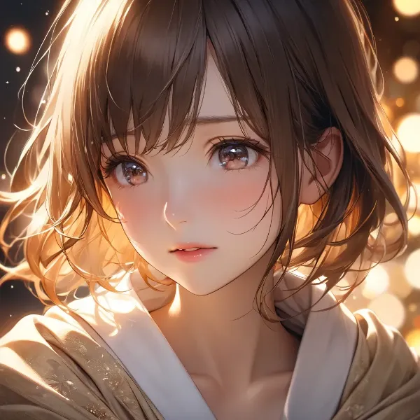 柔らかな光に包まれた着物少女