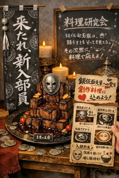 料理愛好会という名の銀仮面先輩愛好会が新入部員を募るぞ。