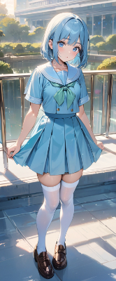 夏制服の青髪さん