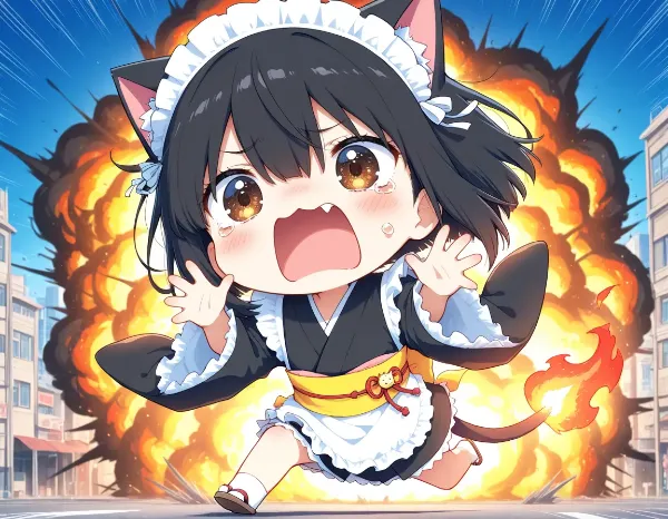 爆発が襲ってくるニャ～(TOT)