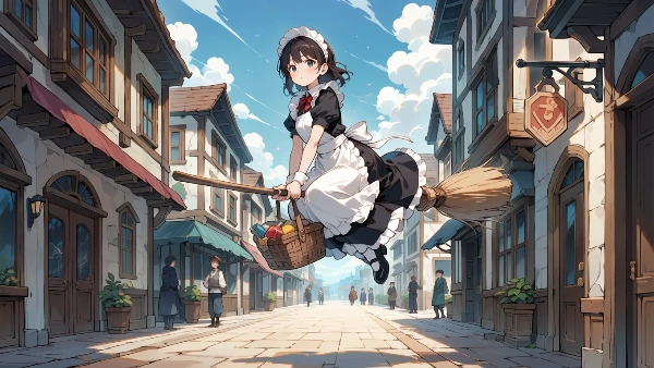 買い物帰りの魔女メイド