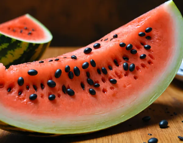 瑞々しいスイカの断面（AI自動生成によるタイトル）