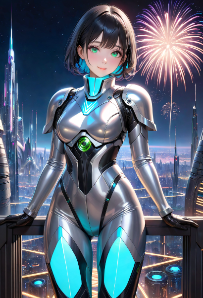 宇宙都市の花火