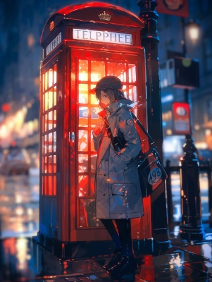 電話ボックス”public phone”