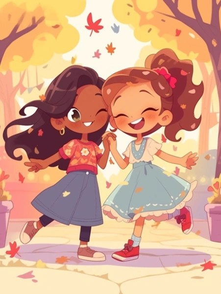 仲良しガール(カートゥーン風)