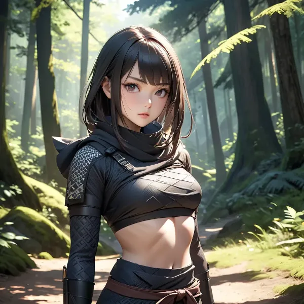 森の影に潜む黒髪少女