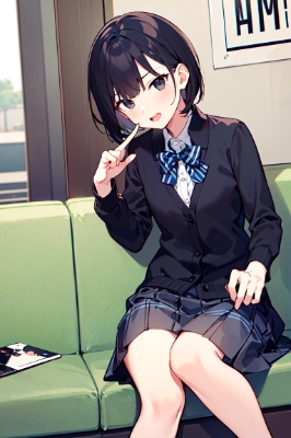 待合室で待つ女の子