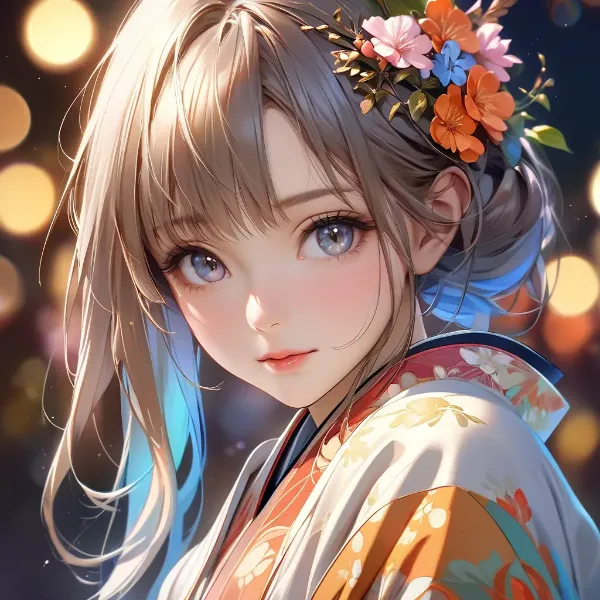 花飾りの浴衣少女