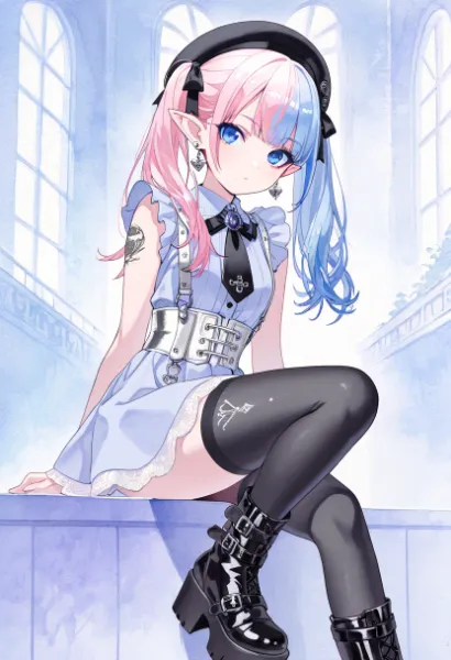 桃と水の髪が、天頂の巡光にふわりと舞うとき