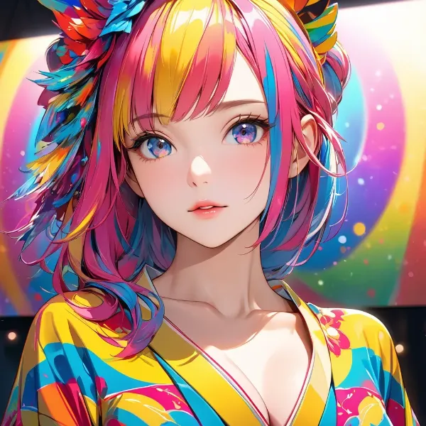 虹色の祭り少女