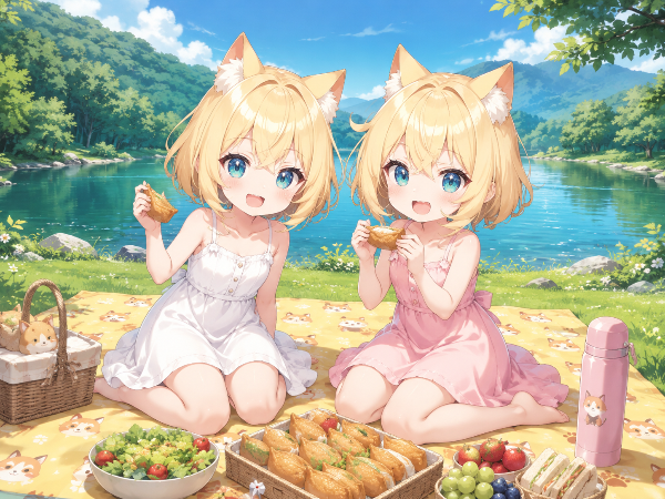 ピクニックと猫