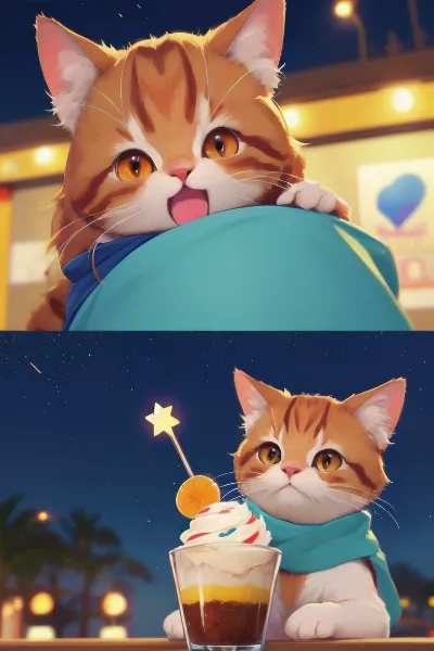 子猫の夜街スイーツ冒険