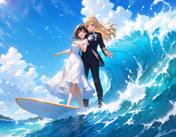 黒髪＆ブロンド・サーフィン