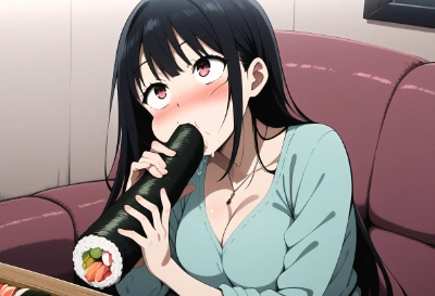 ﾝｯ…恵方巻っ、おいひっ…ｯｯｯ！！